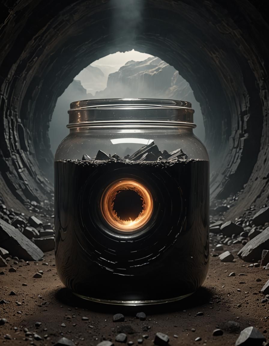 Black Hole in Jar Among Cavern Fogs