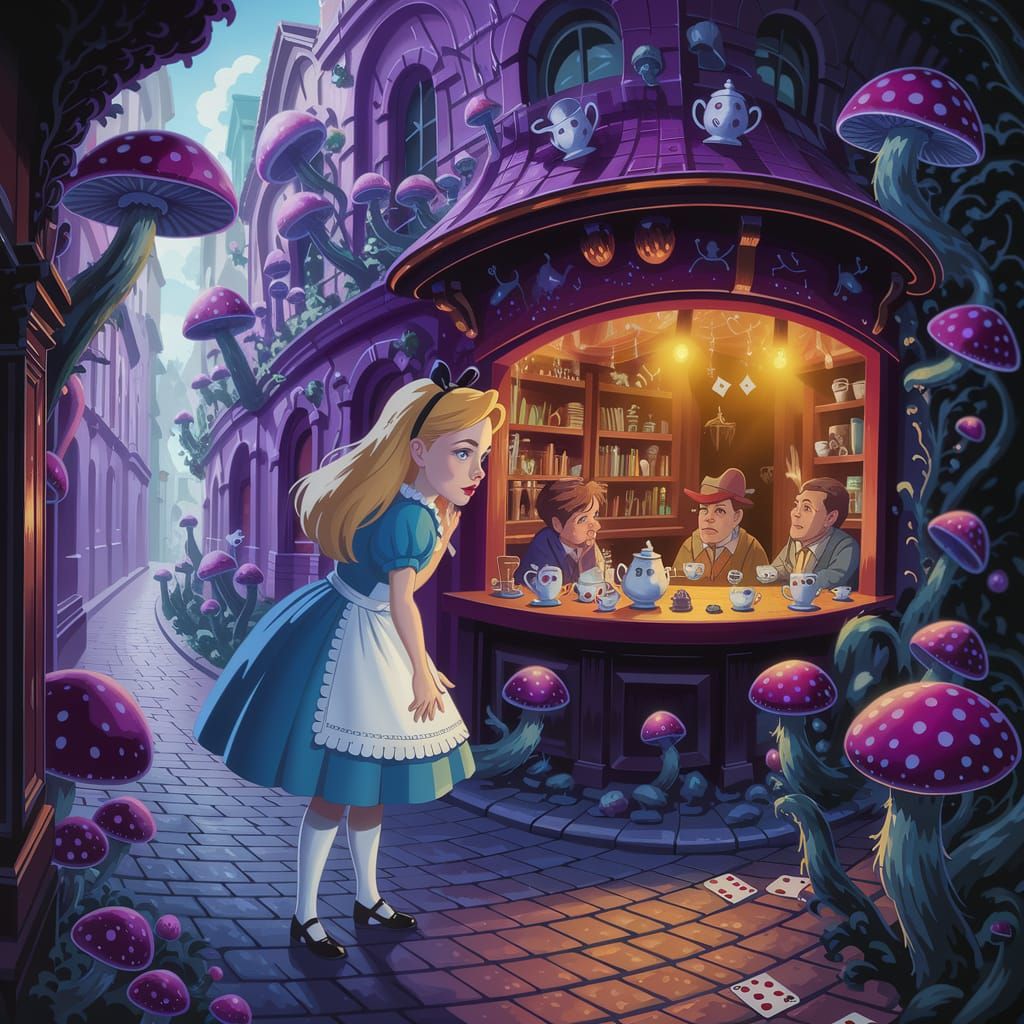 Mischievous Alice Enters a Whimsical Tavern