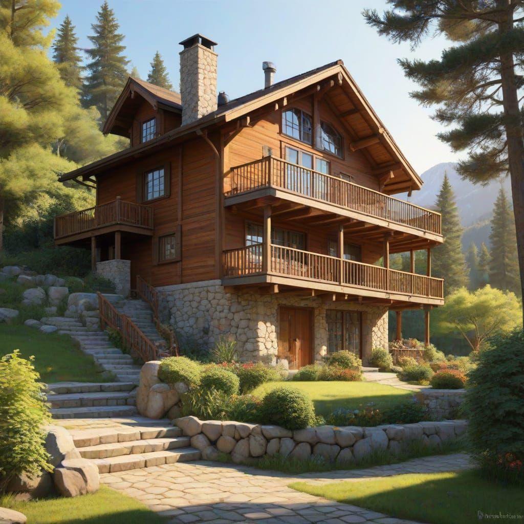 Cozy Mountain Cabin in Warm Pastel Colors