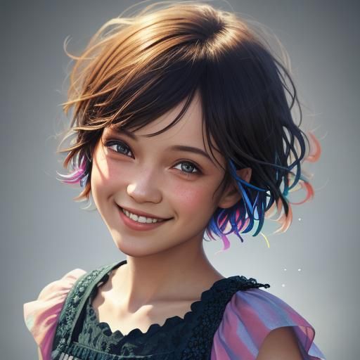 Playful Little Girl in Summer Colors