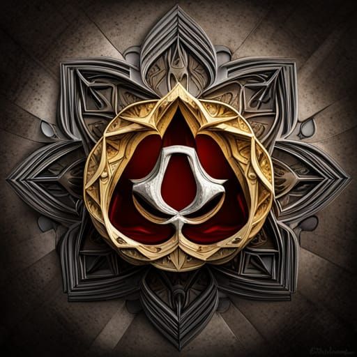 Assassin's Creed Vahalla Symbol surrounded by a wolf, a raven, and
a phoenix