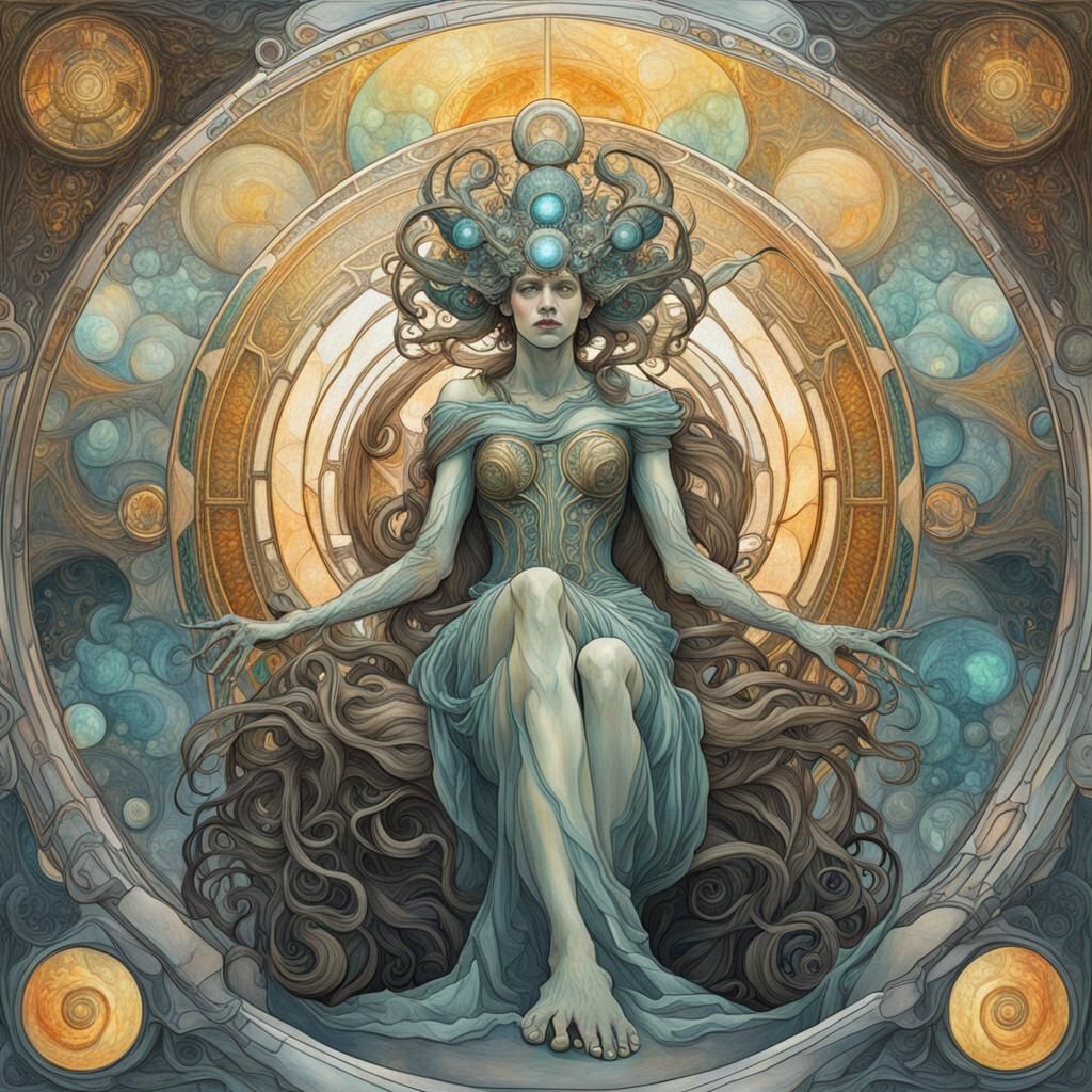 New Year: Mucha-Inspired Sci-Fi Art