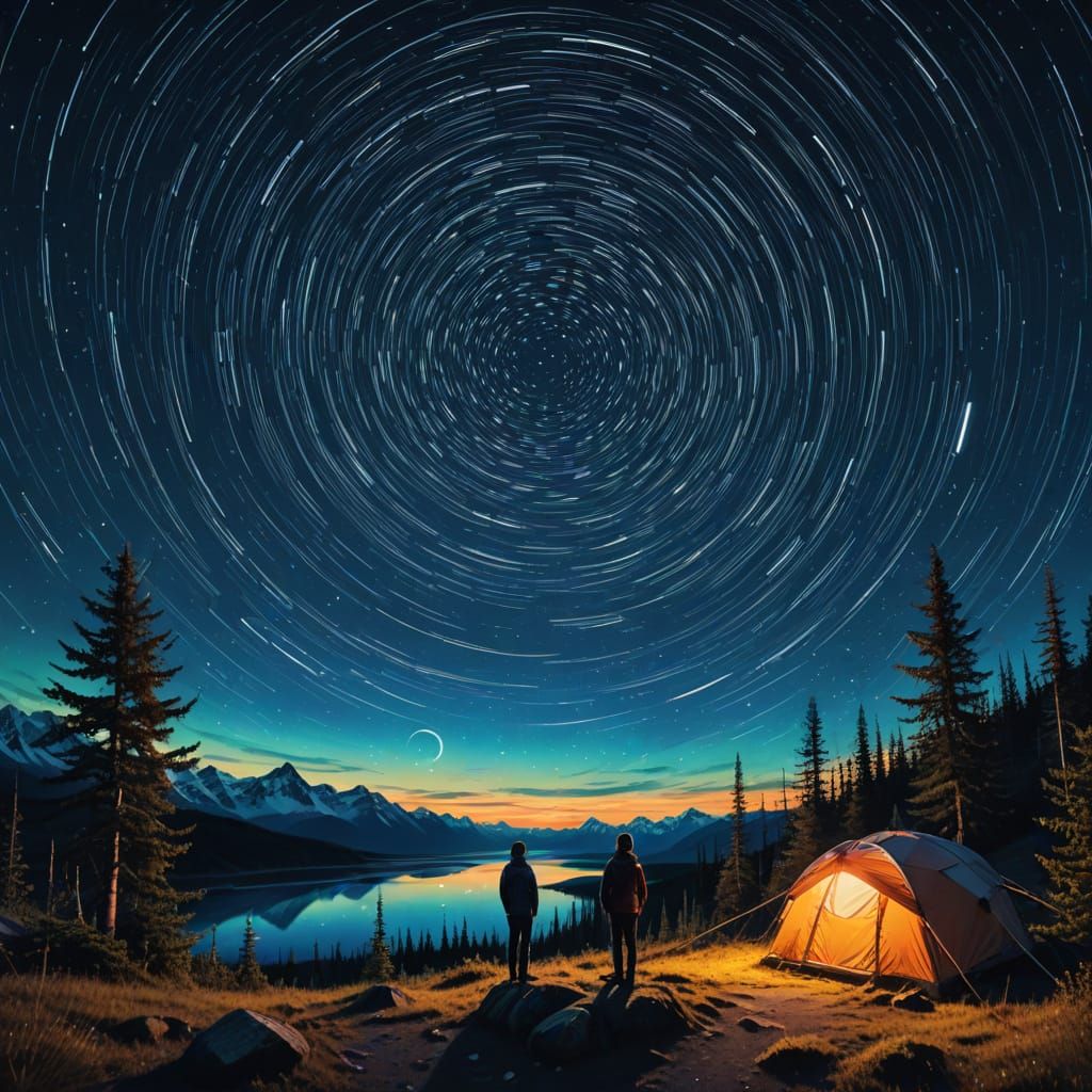 Astral Alaskan Constellations in Mixed Media Style