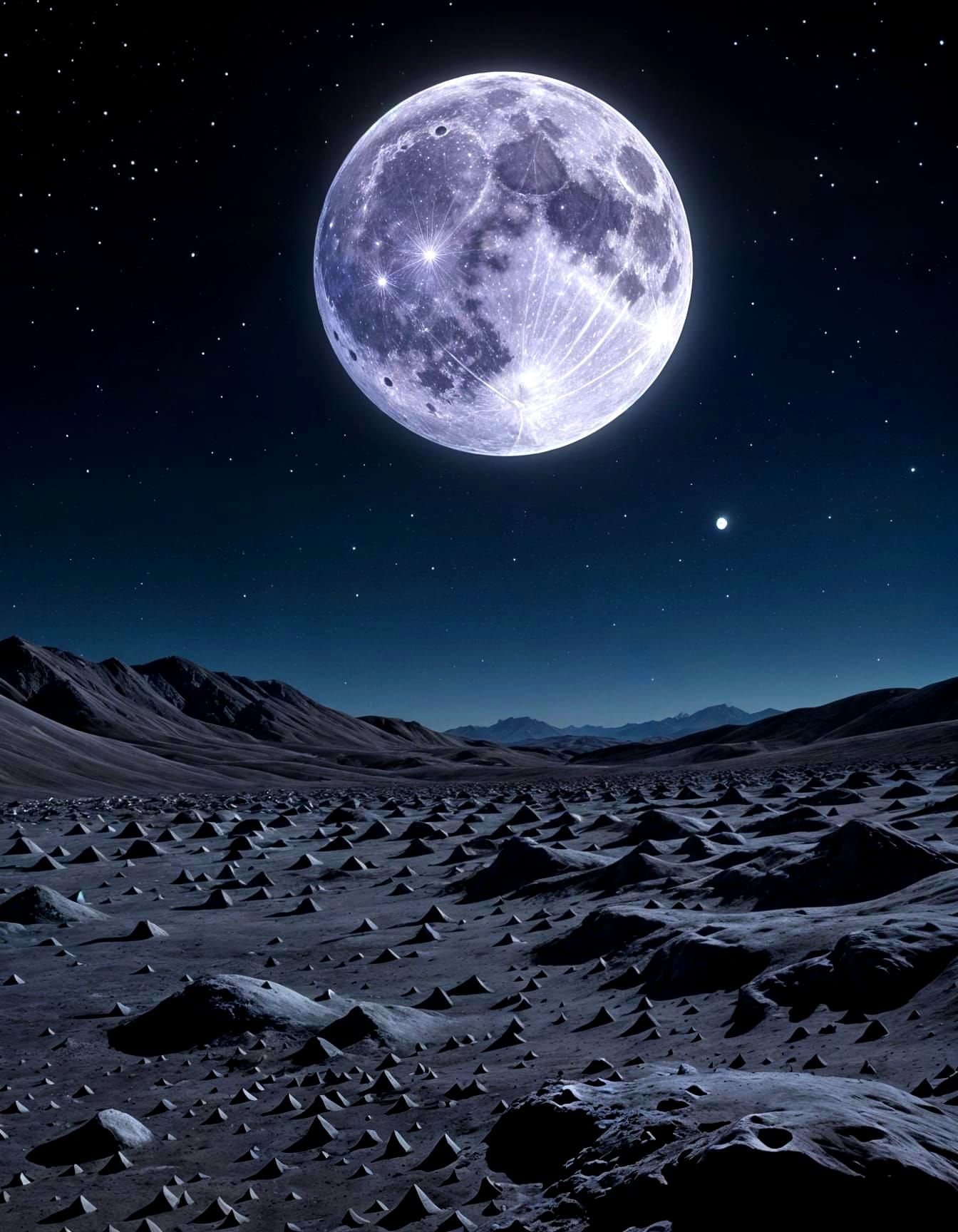 Ethereal Moonlit Night Sky with Ominous Atmosphere