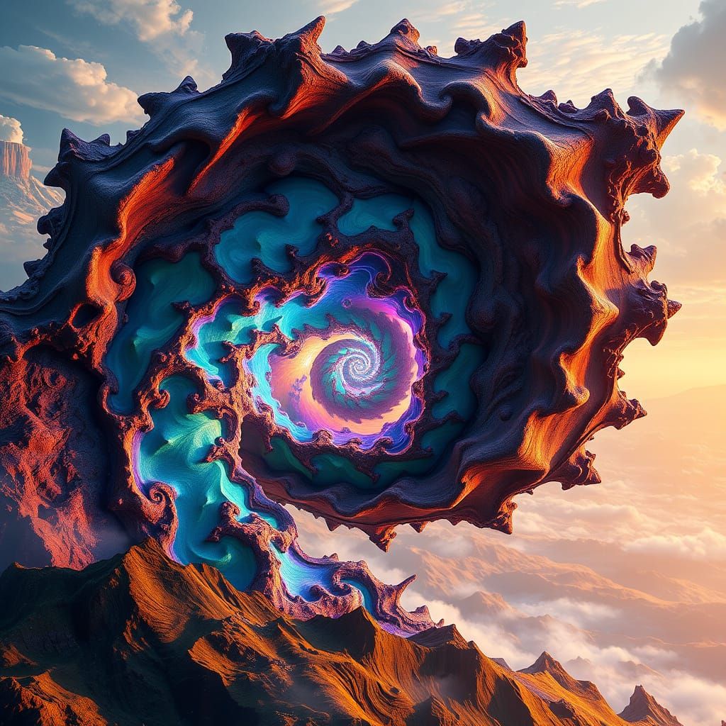 Vibrant Fractals in a Fantastical Nature Scene