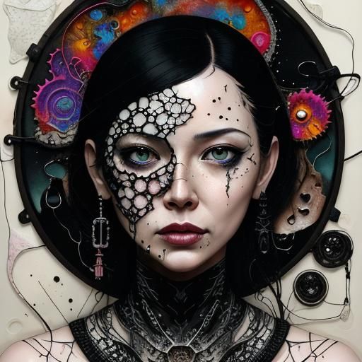 Monochromatic Mixed Media Portrait of a Woman