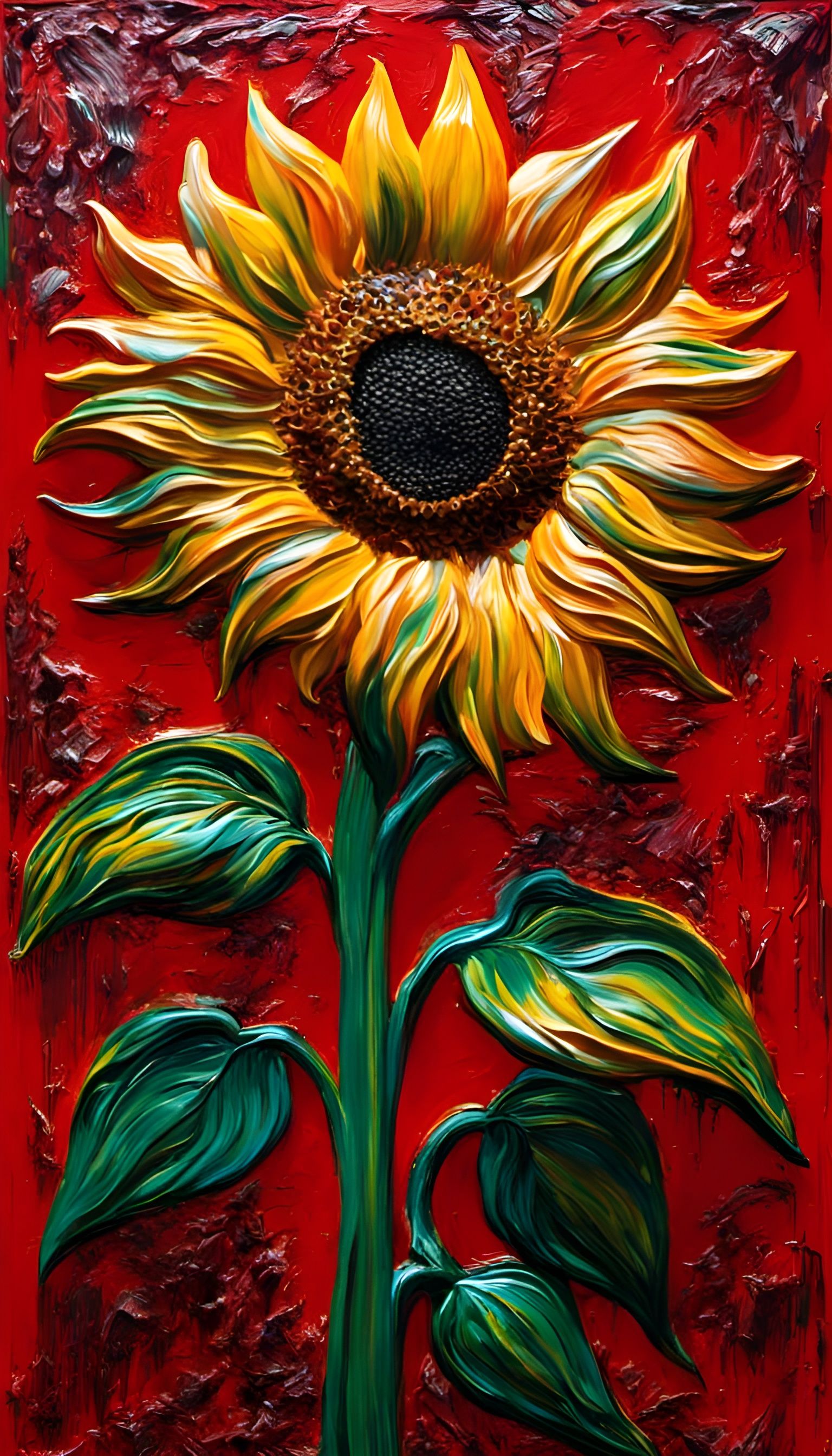 Sunflower on Red Background