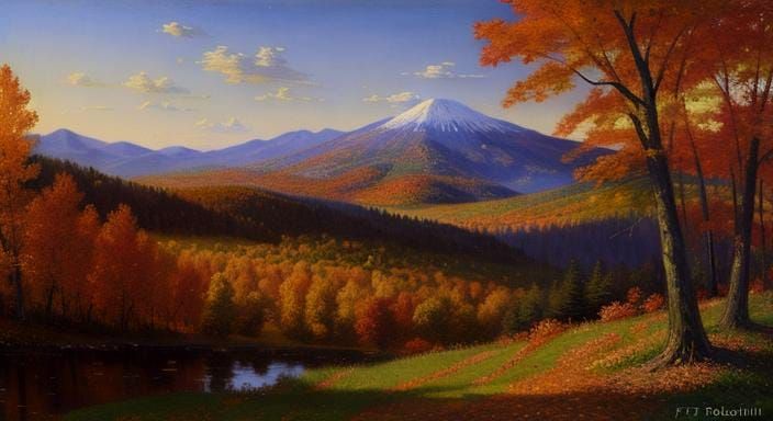 Autumn Landscape in Pointillism Style