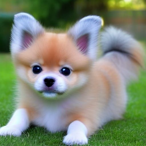 Fluffy Orange Puppy with Blue Eyes