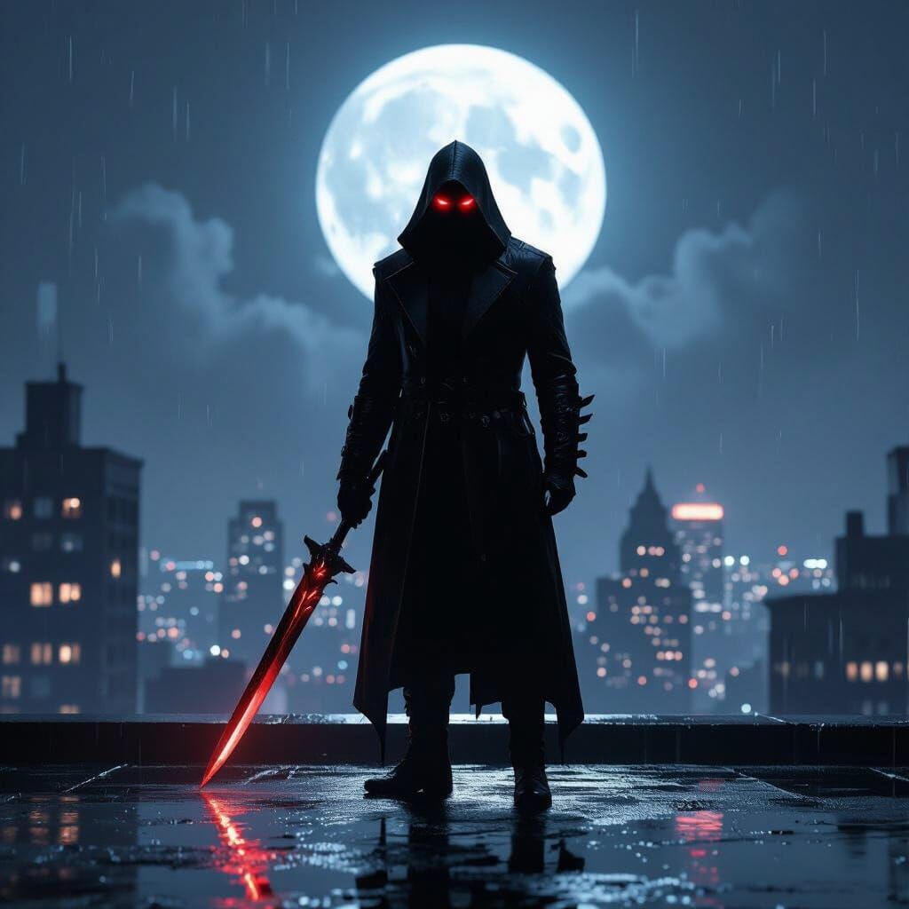 Shadow Assassin on Gotham Rooftop