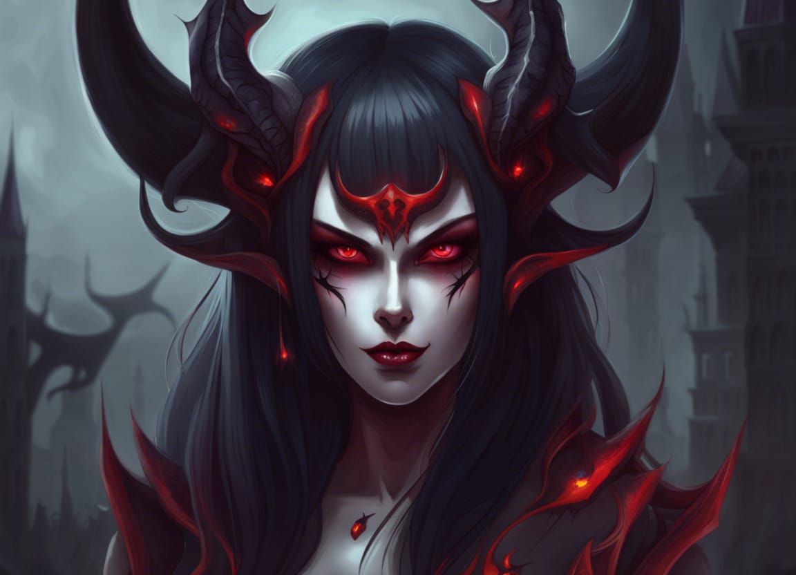Beautiful Demon Girl Portrait