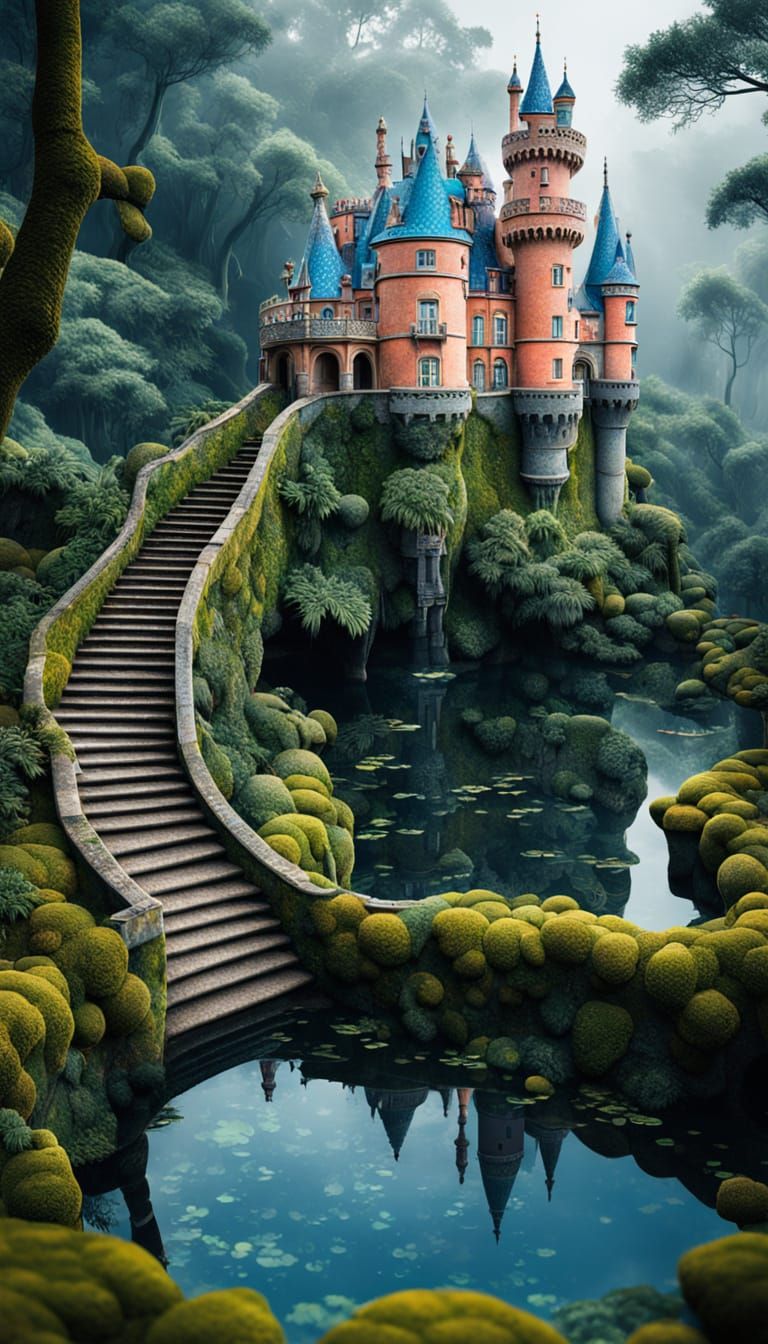 Miniature Fairy-Tale World in Azulejo Ceramic Cup