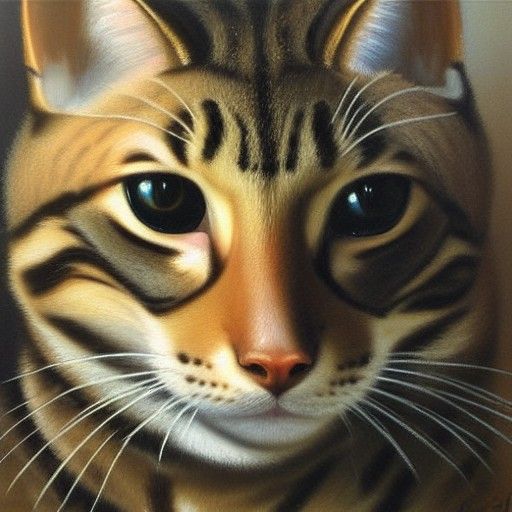 Cat Portrait in Oil Paint Style
