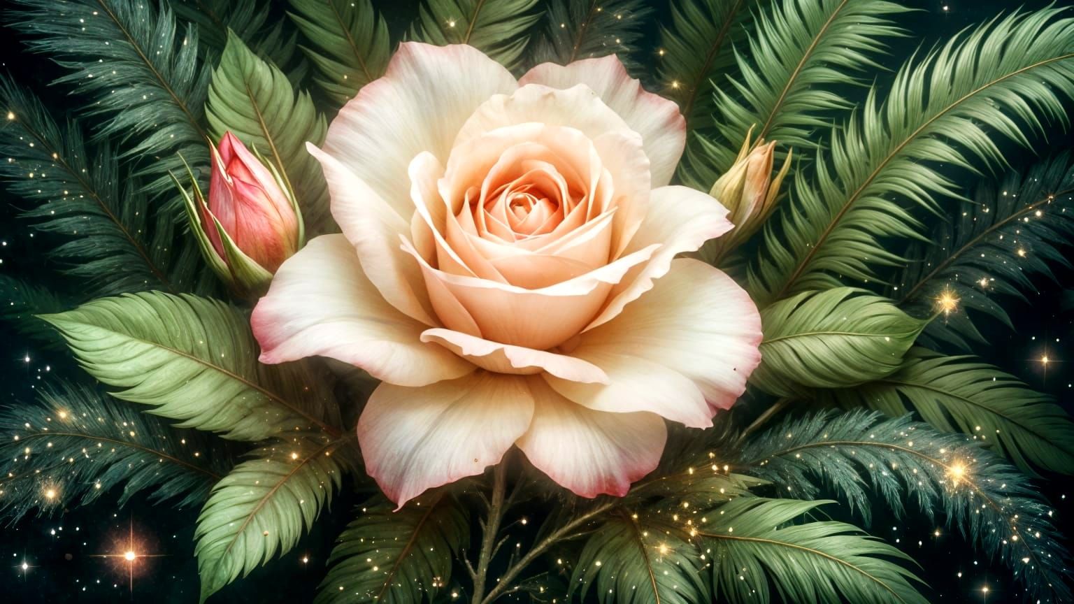 Sparkling White Rose with Red Edges