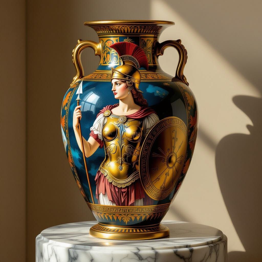 Ancient Greek Vase Painting of Athena in Renaissance Style