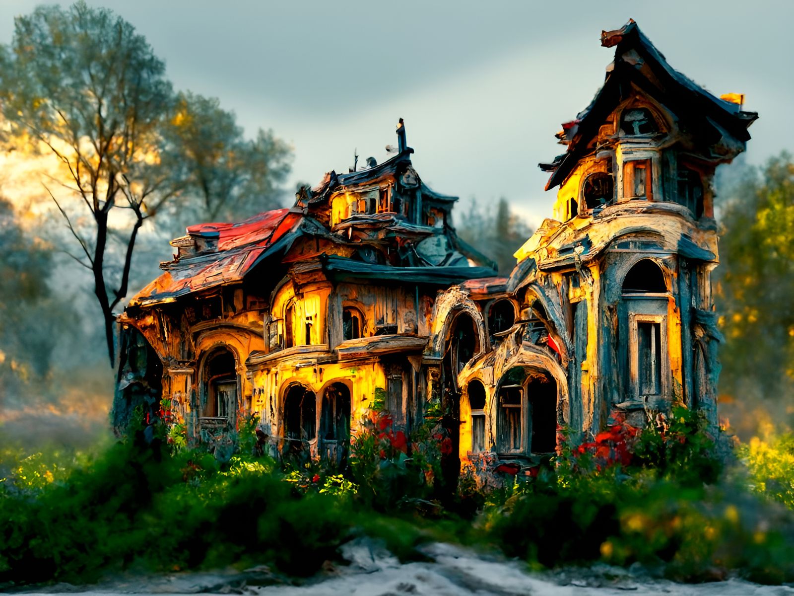 Post-Apocalyptic Victorian City at Sunset