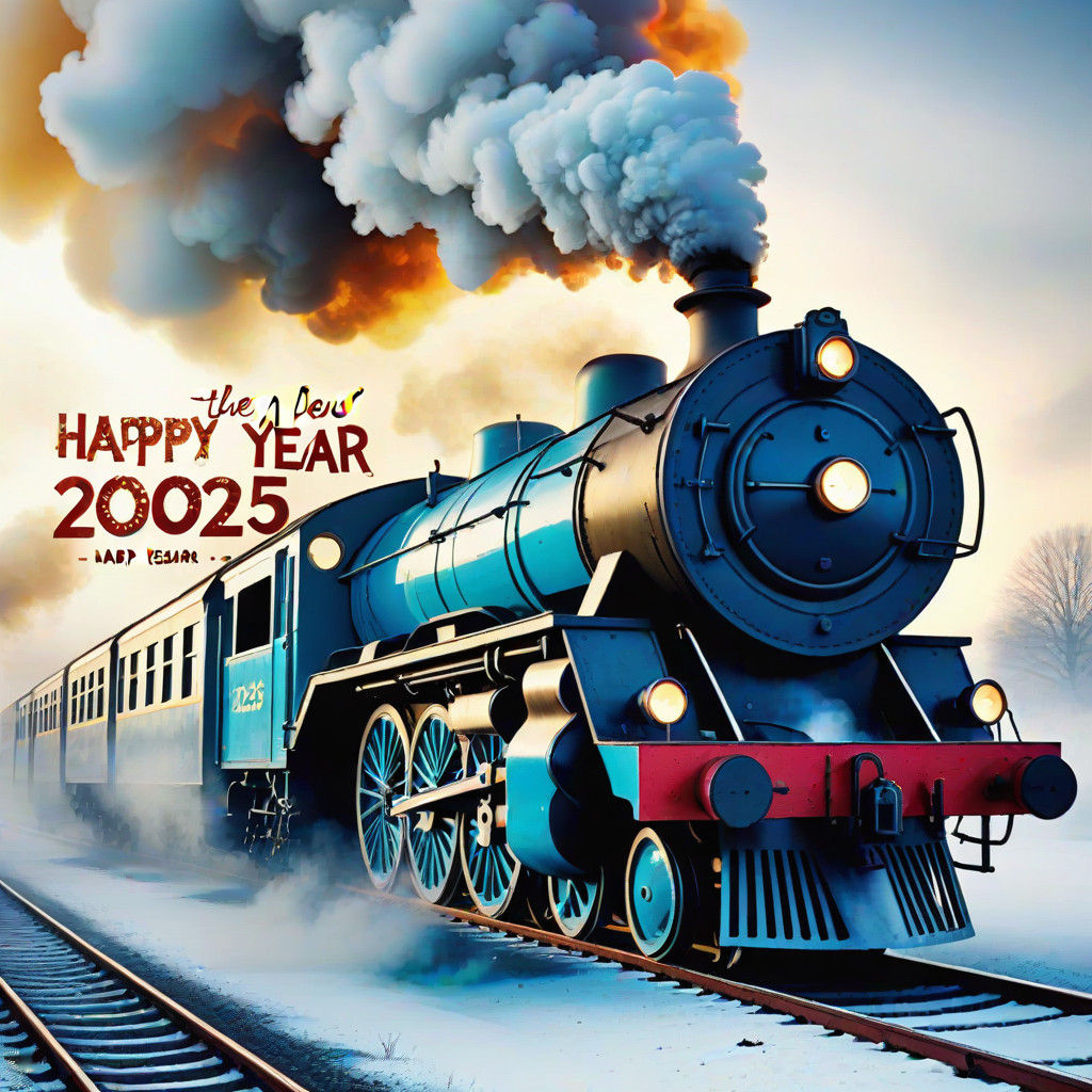 Steam Train Spells Out Happy New Year 2025 in Smoke