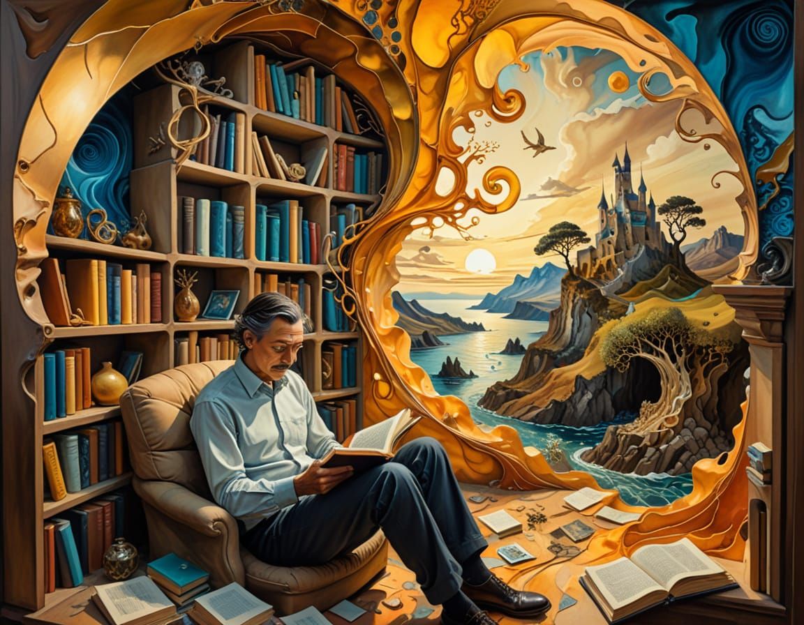 Surreal Reading Nook with Warped Geometry