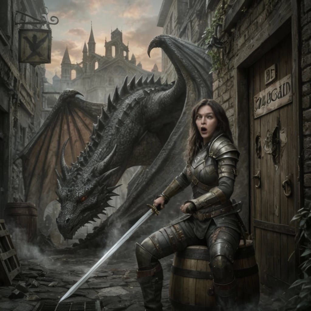 Female Warrior Meets Sleeping Dragon in Dark Alley