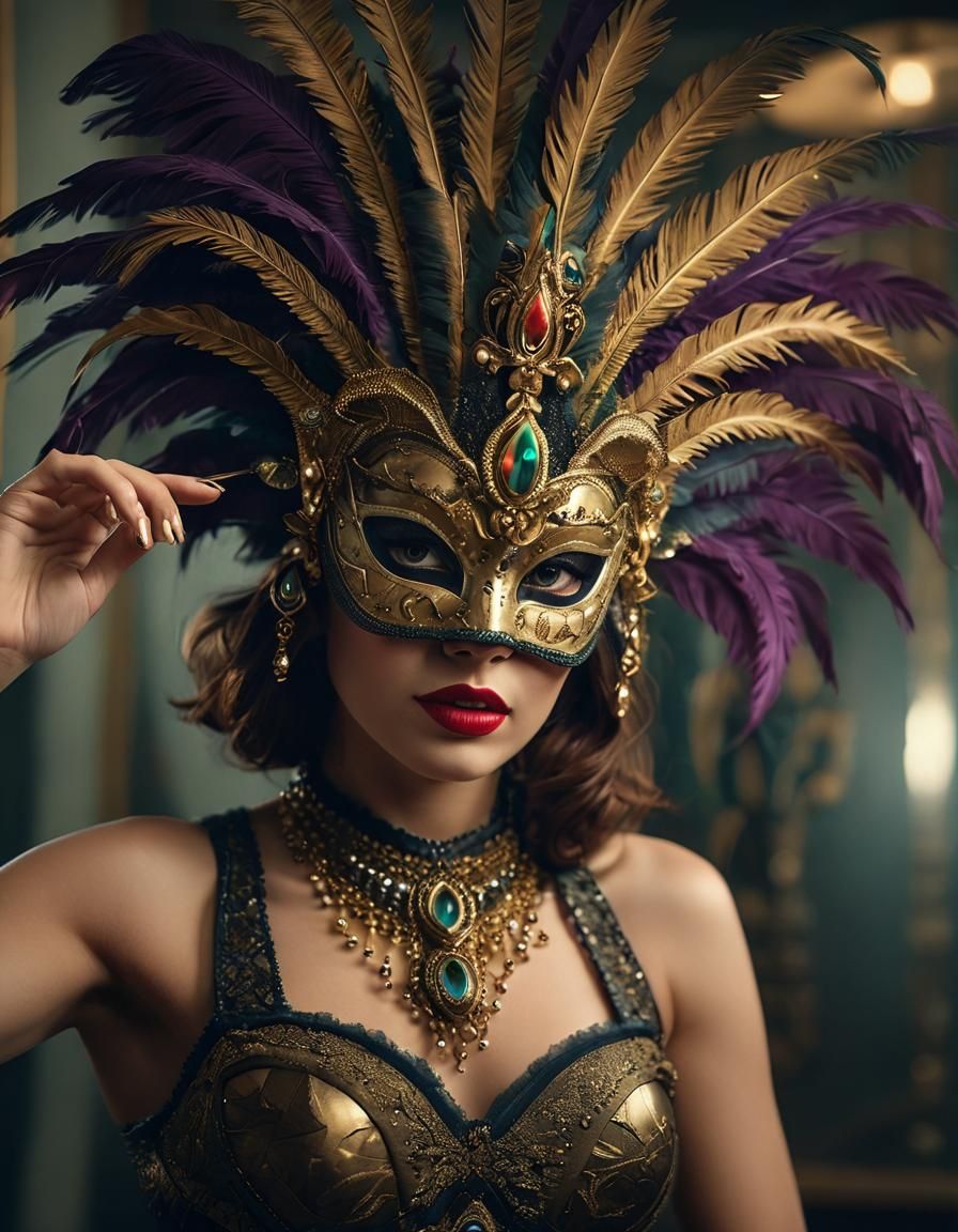 Woman Reveals Face After Mardi Gras Mask Removal