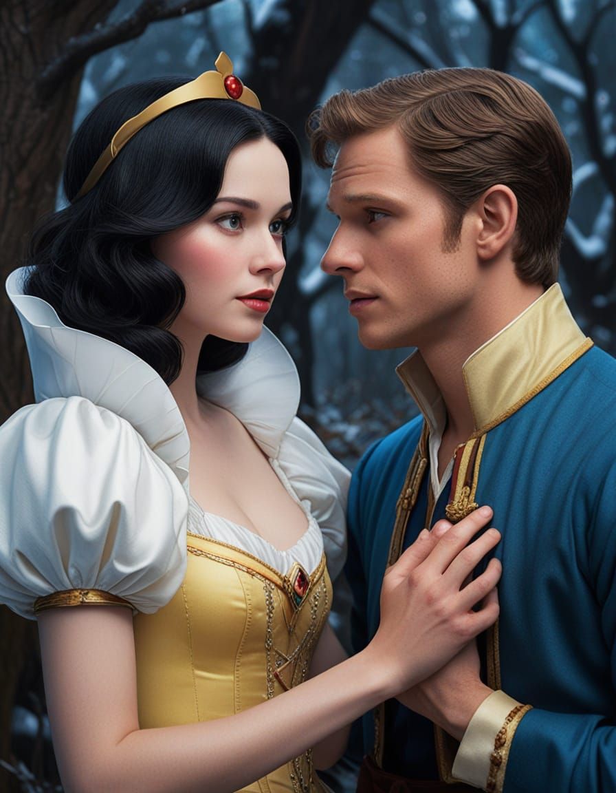 Hyperrealistic Snow White and Prince Charming Concept Art