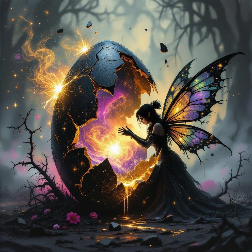 Gothic Faerie Cracks Cosmic Egg, Releasing Galaxies