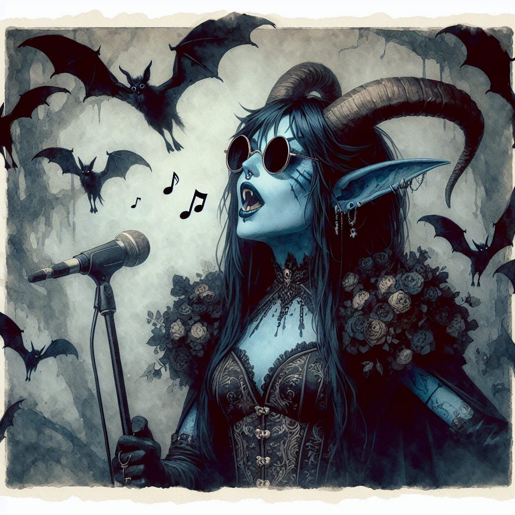 Whimsical Firbolg Sings in Dark Forest