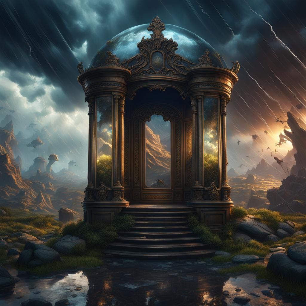 Storm Viewed Through Looking Glass: Matte Painting