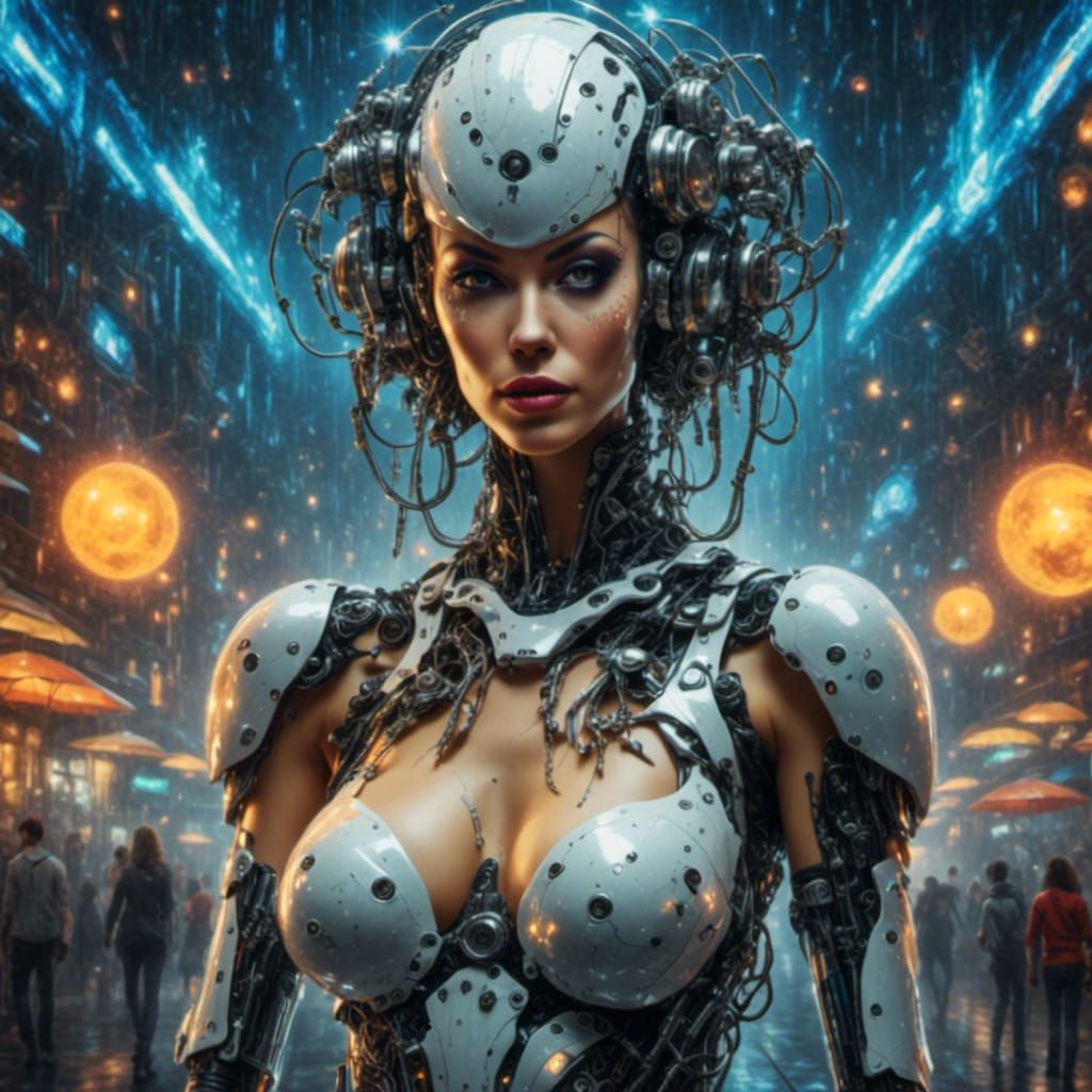 Futuristic Glamor in Green Apple Tones