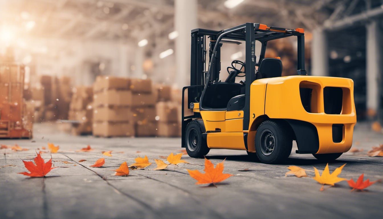 Forklift Loads Truck in Factory: Autumn Photography