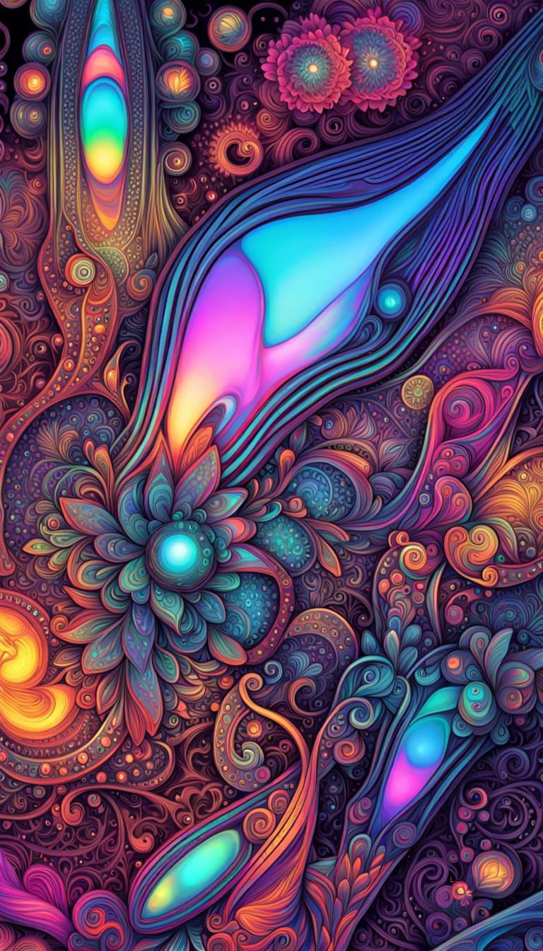 Iridescent Fractal Art of Passionate Love