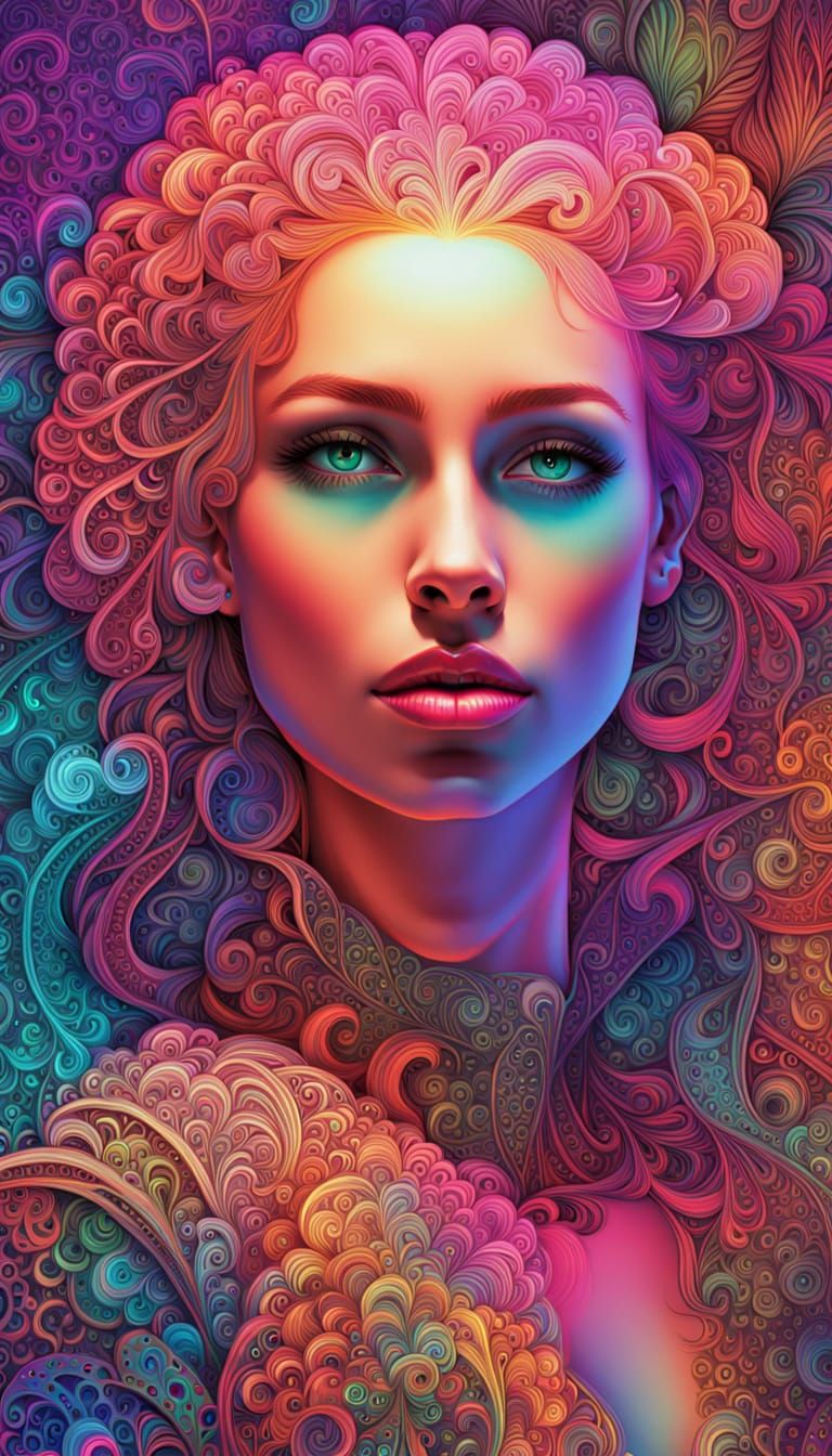 Iridescent Zentangle Art of Passionate Love