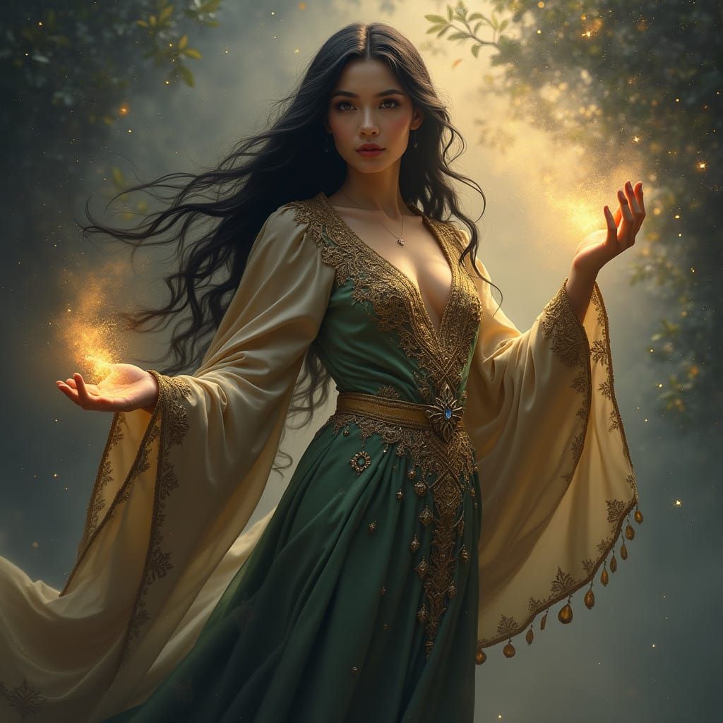 Ethereal Sorceress Unfolds Reality's Mystique