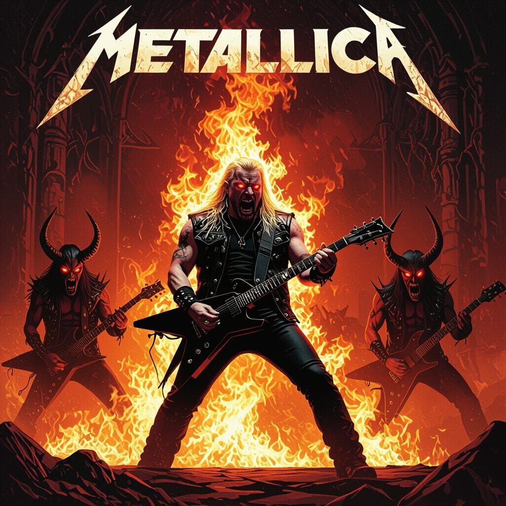 Metallica Singer on Fiery Stage with Demon Band