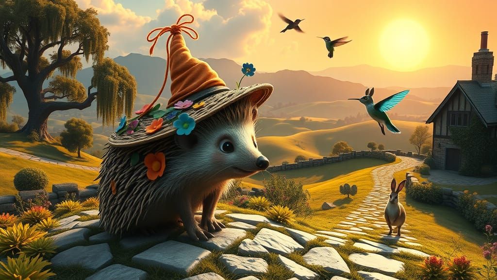 Humble Hedgehog Hikes Through Historic Landscape in Whimsica...