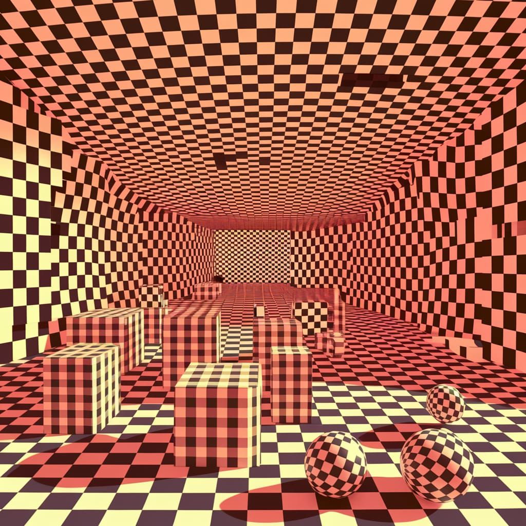 Psychedelic Squares in a 3D Optical Illusion