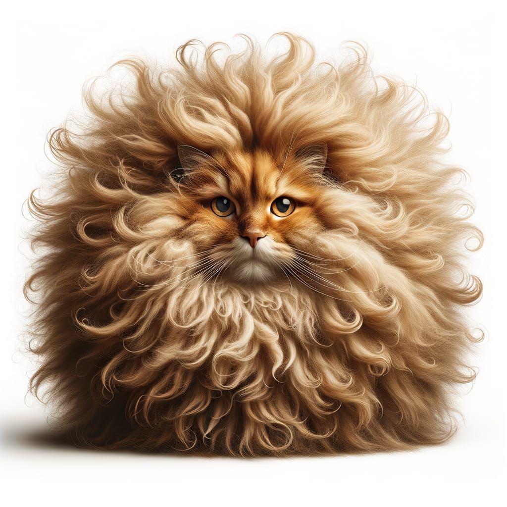 Ultra-Realistic Fluffy Cat with Wild Curly Mane