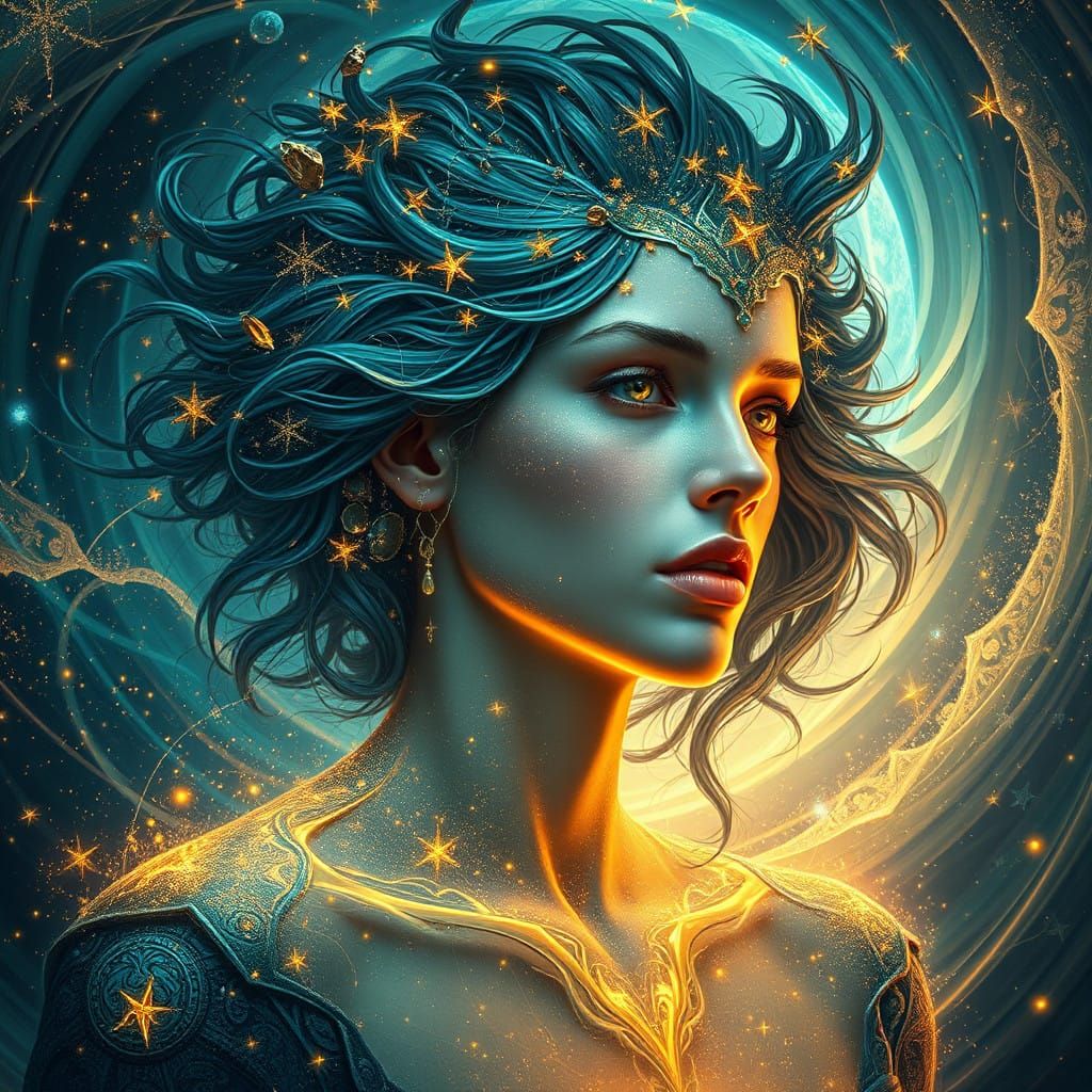 Mystical Cosmic Being in Celestial Splendor