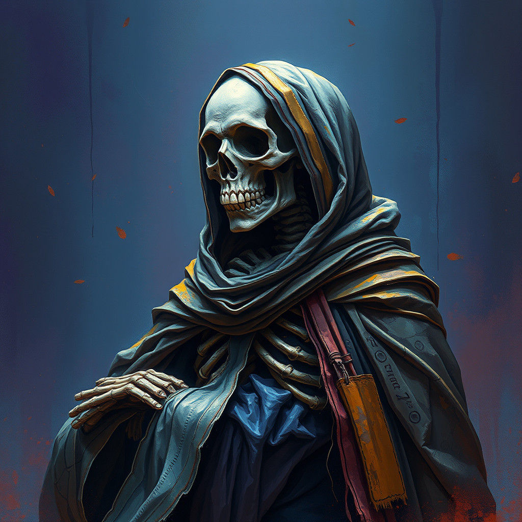 Mystical Skeleton in Tattered Robes, Matte Painting
