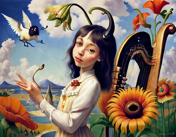 Dreamlike Utopia with Anthropomorphic Flowers in Surrealist ...