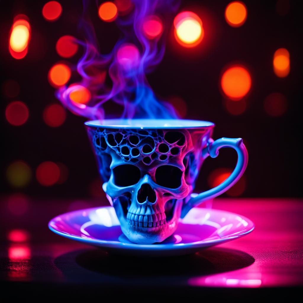 UV Neon Poison Teacup: Skull Steam