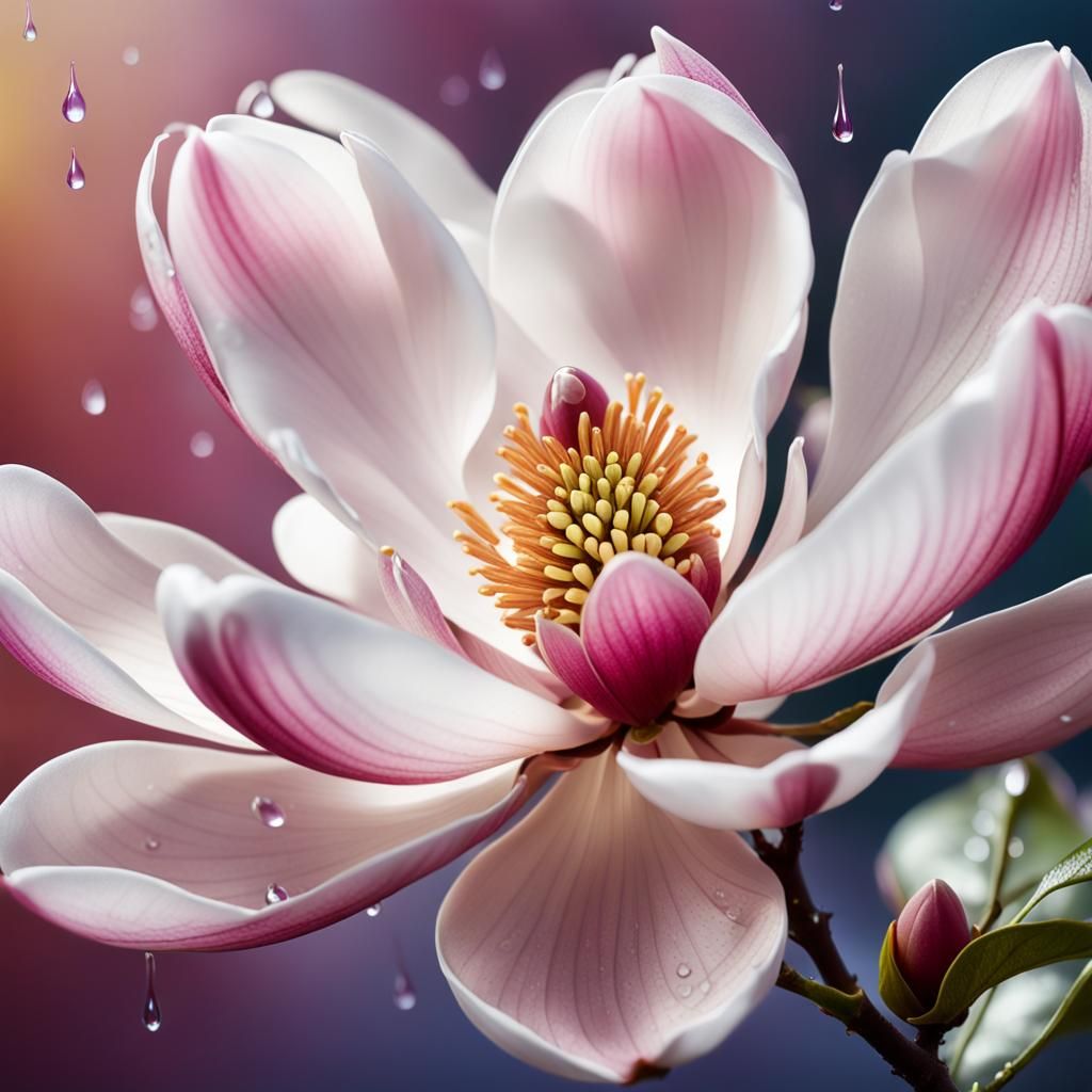 Hyperrealistic Macro Magnolia Blossom in HDR