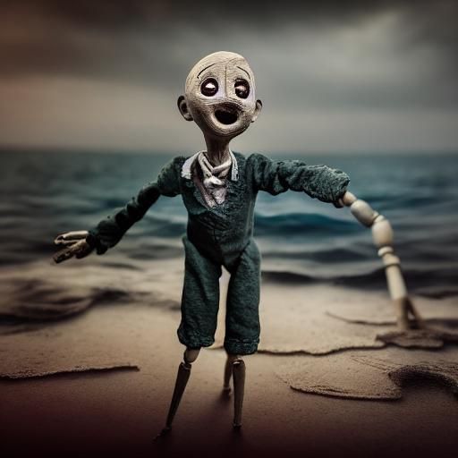 Sinister Clay Marionette Emerges from the Ocean