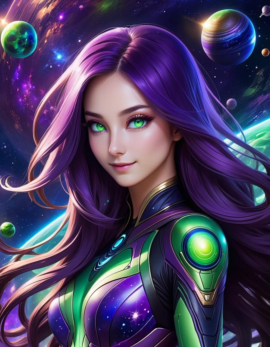 Supernova: Galactic Alien Woman in Comic Book Style