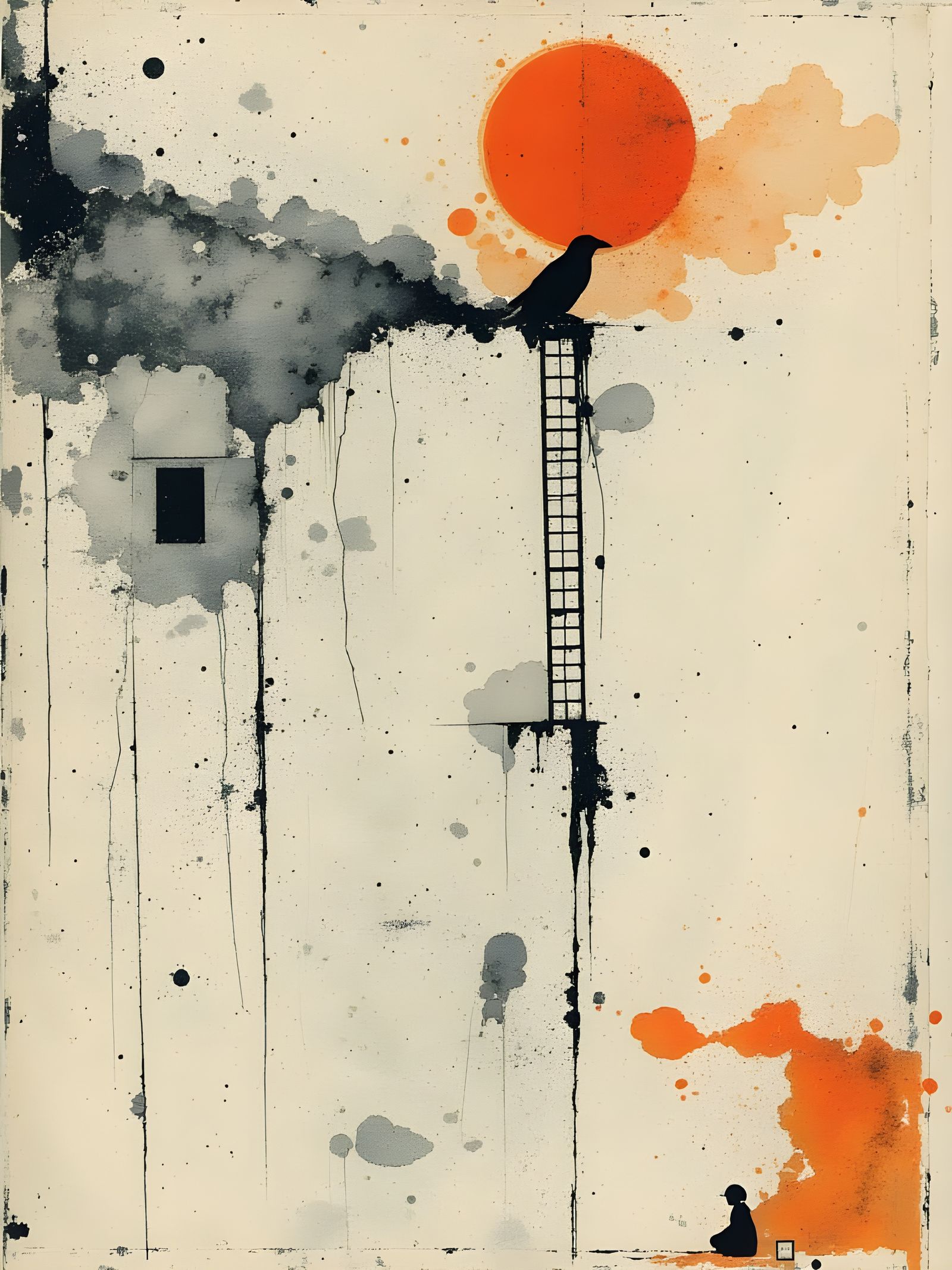 Abstract Smoke Ladders in Mixed Media Style