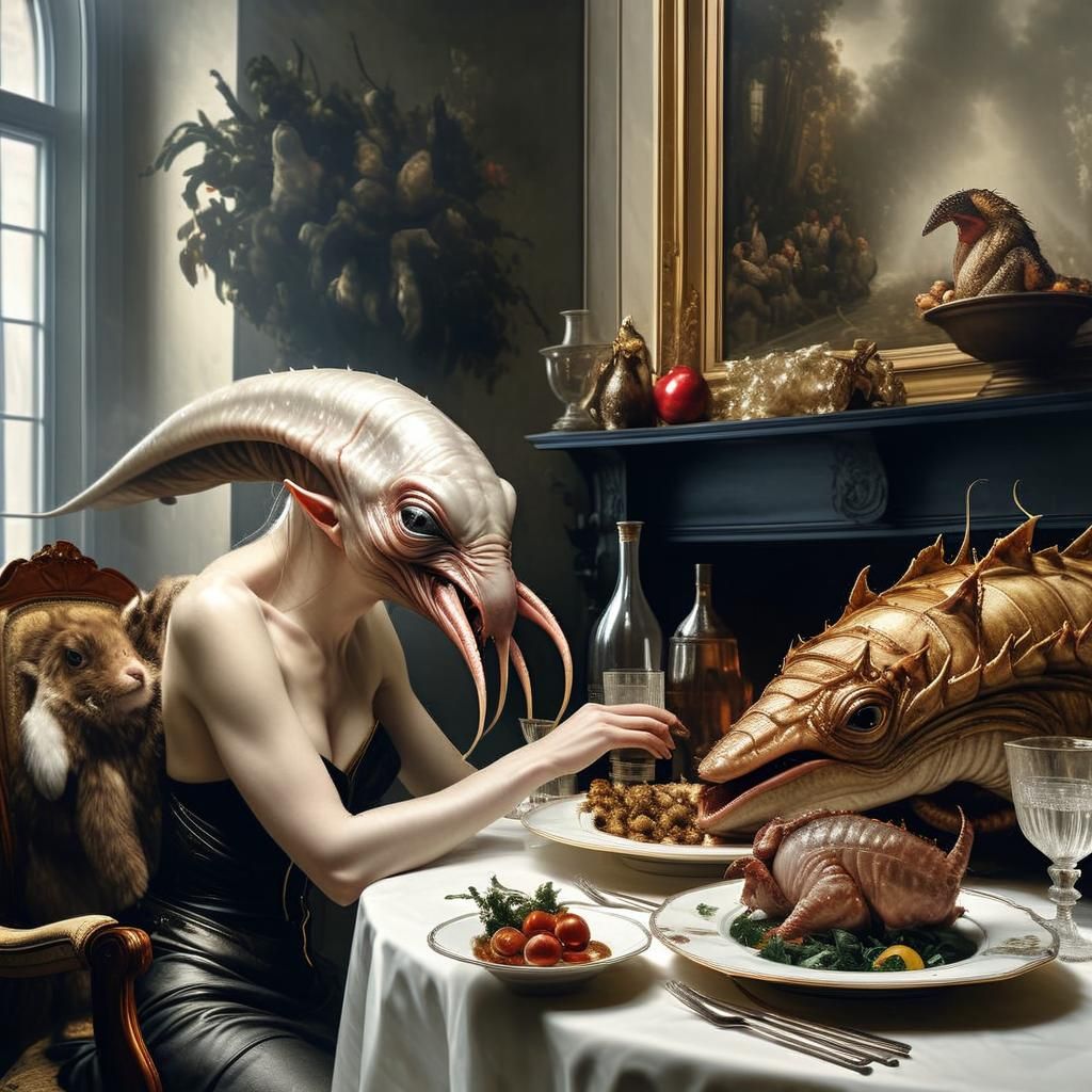 Exotic Aliens and Humans at City Party