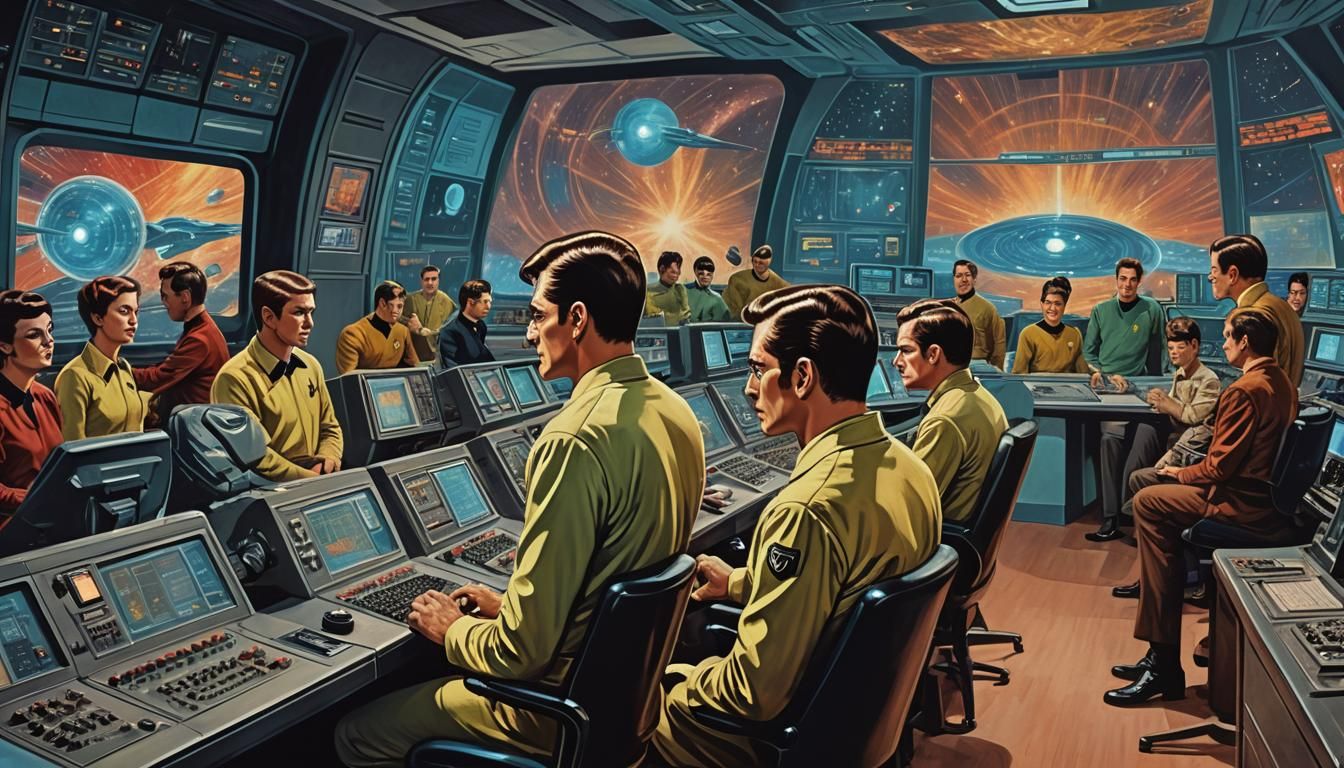 Retrofuturistic TV Studio in Comic Book Style