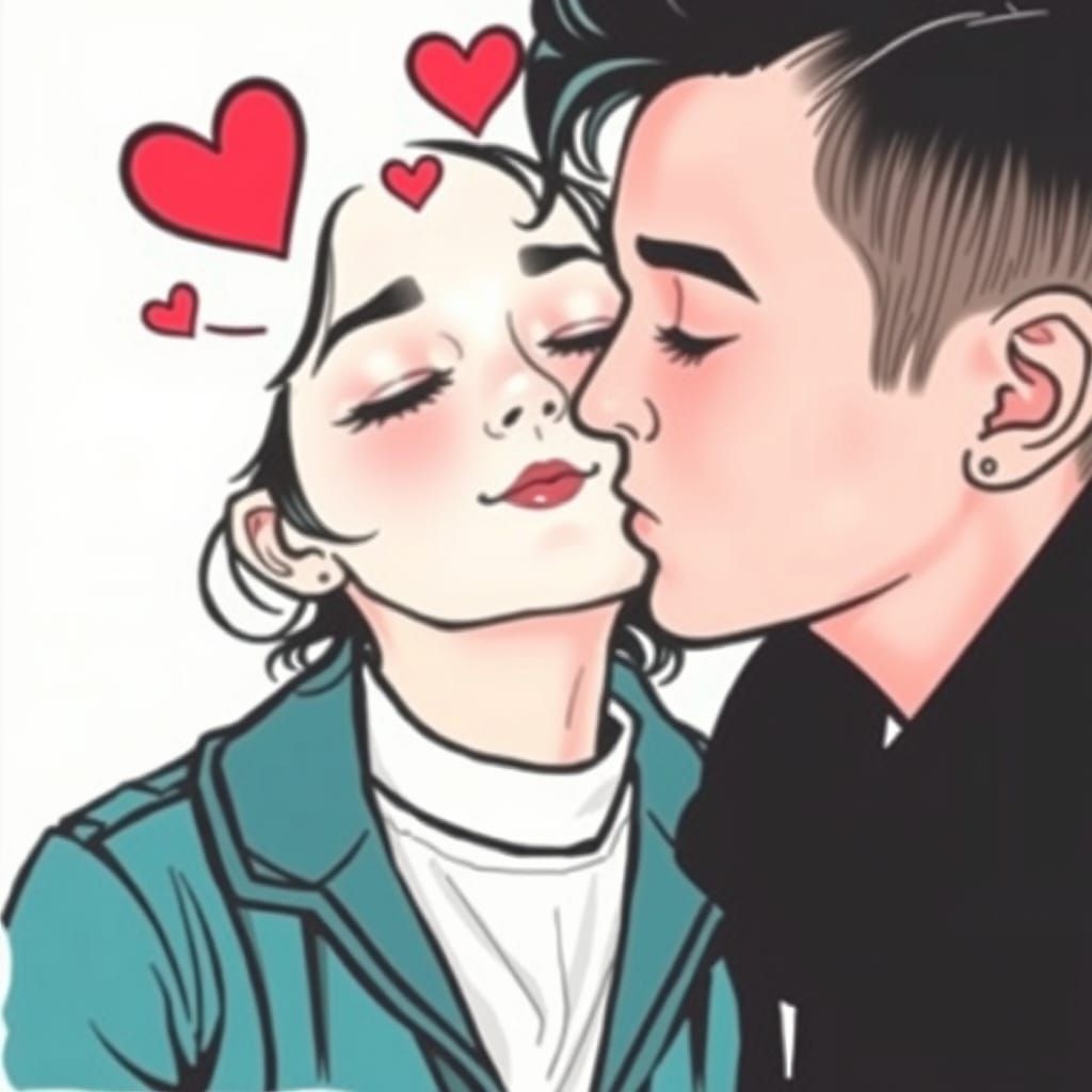 Tender Lips Locked in Passionate Kisses