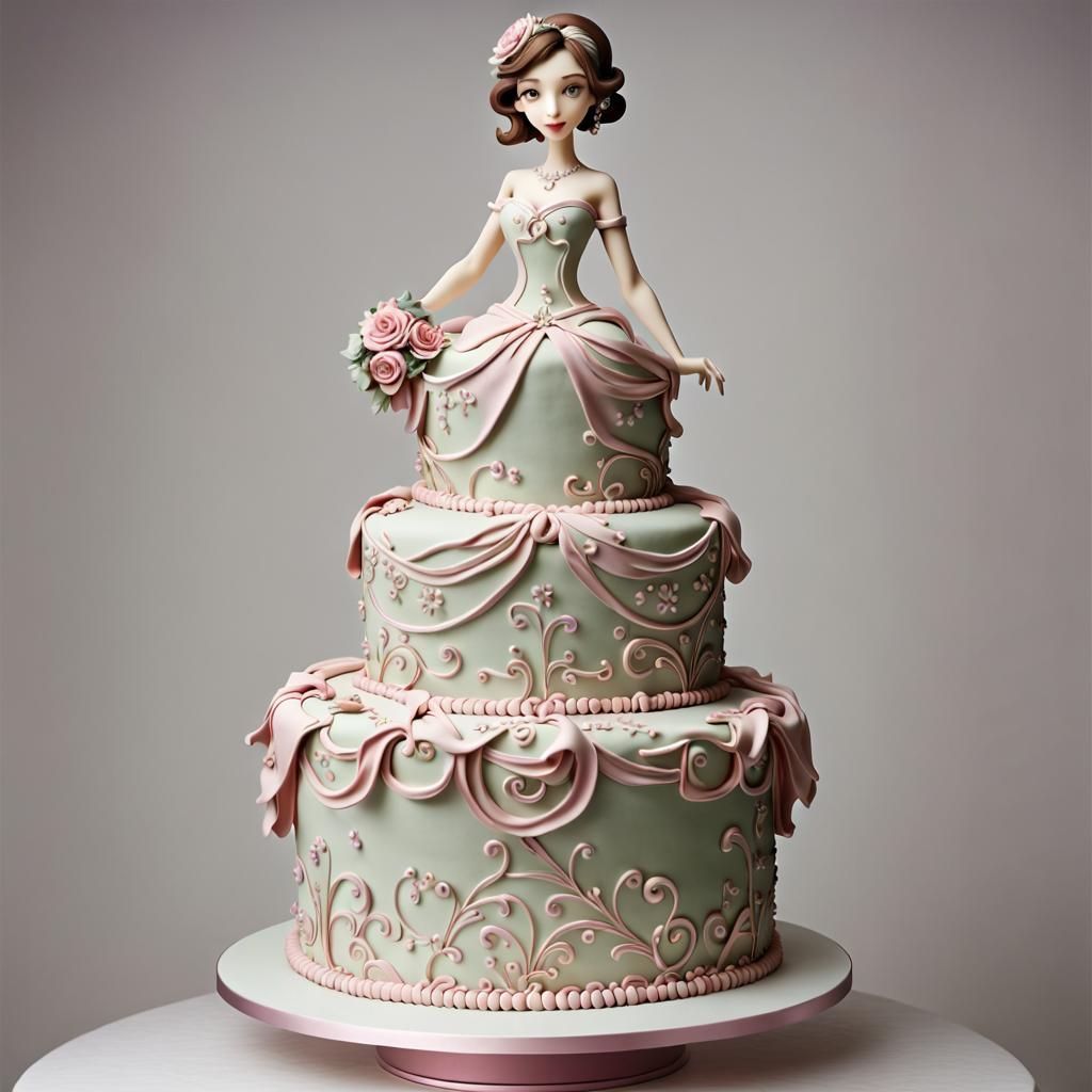 Elegant Cake Sculpture of a Woman Figurine