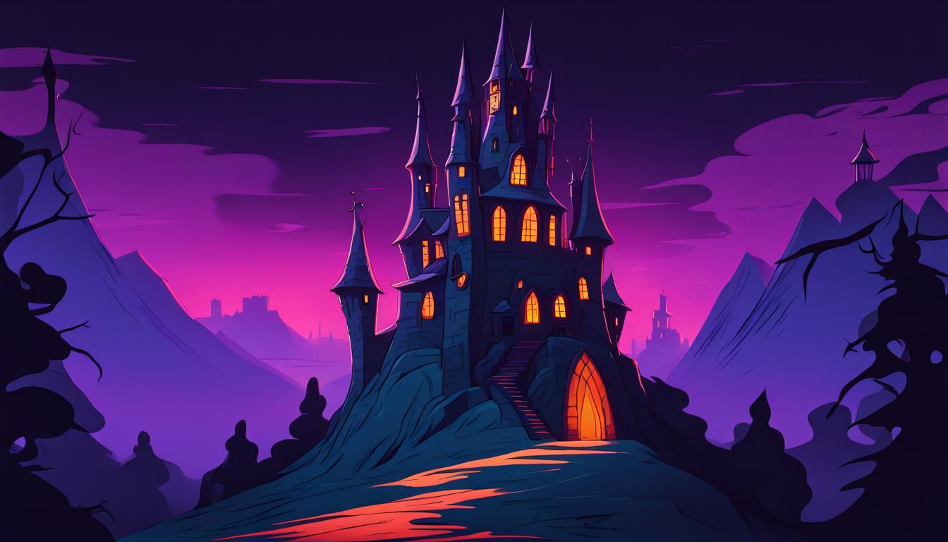 Spooky Witch Tower in Disney Animation Style